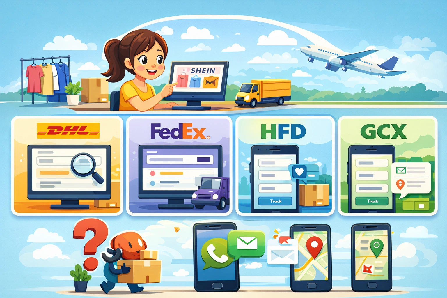 كيف تتبع شحنة SHEIN خطوة بخطوة عبر DHL وFedEx وHFD وGCX